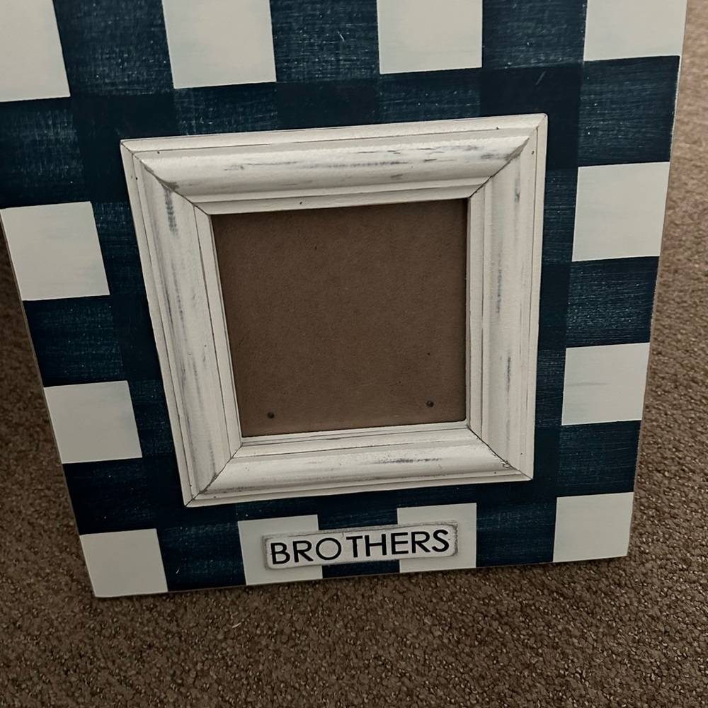 Brother Blue and White Plaid Picture Frame